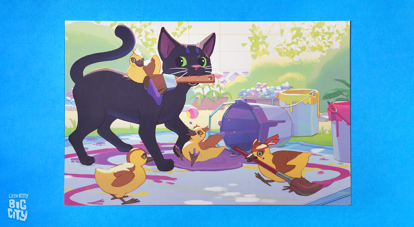 Backyard Playdate Lithograph Print