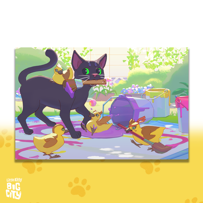 Backyard Playdate Lithograph Print