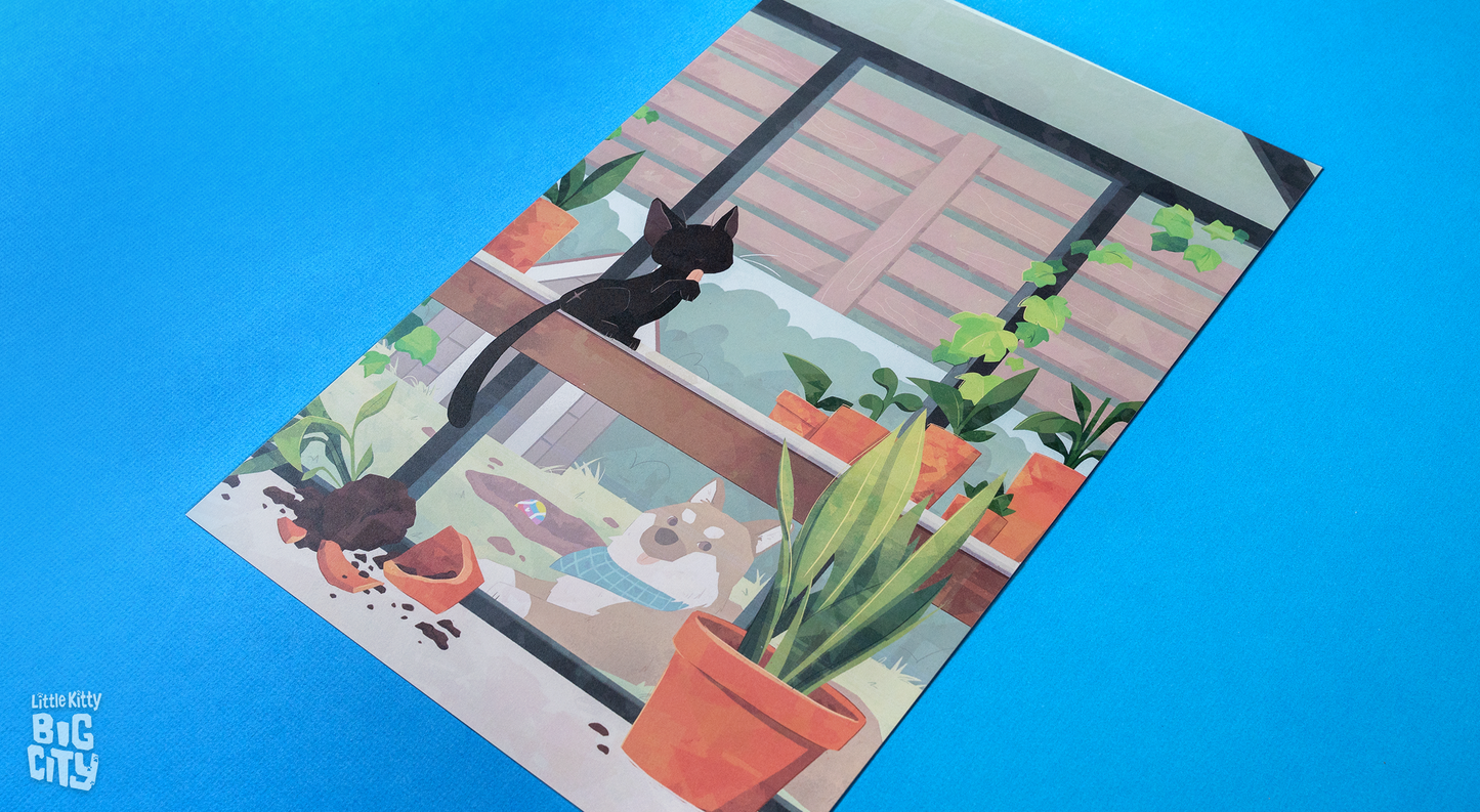 Mischief in the Greenhouse Lithograph Print