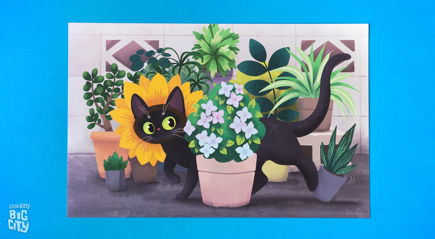 Purrfect Bouquet Lithograph Print