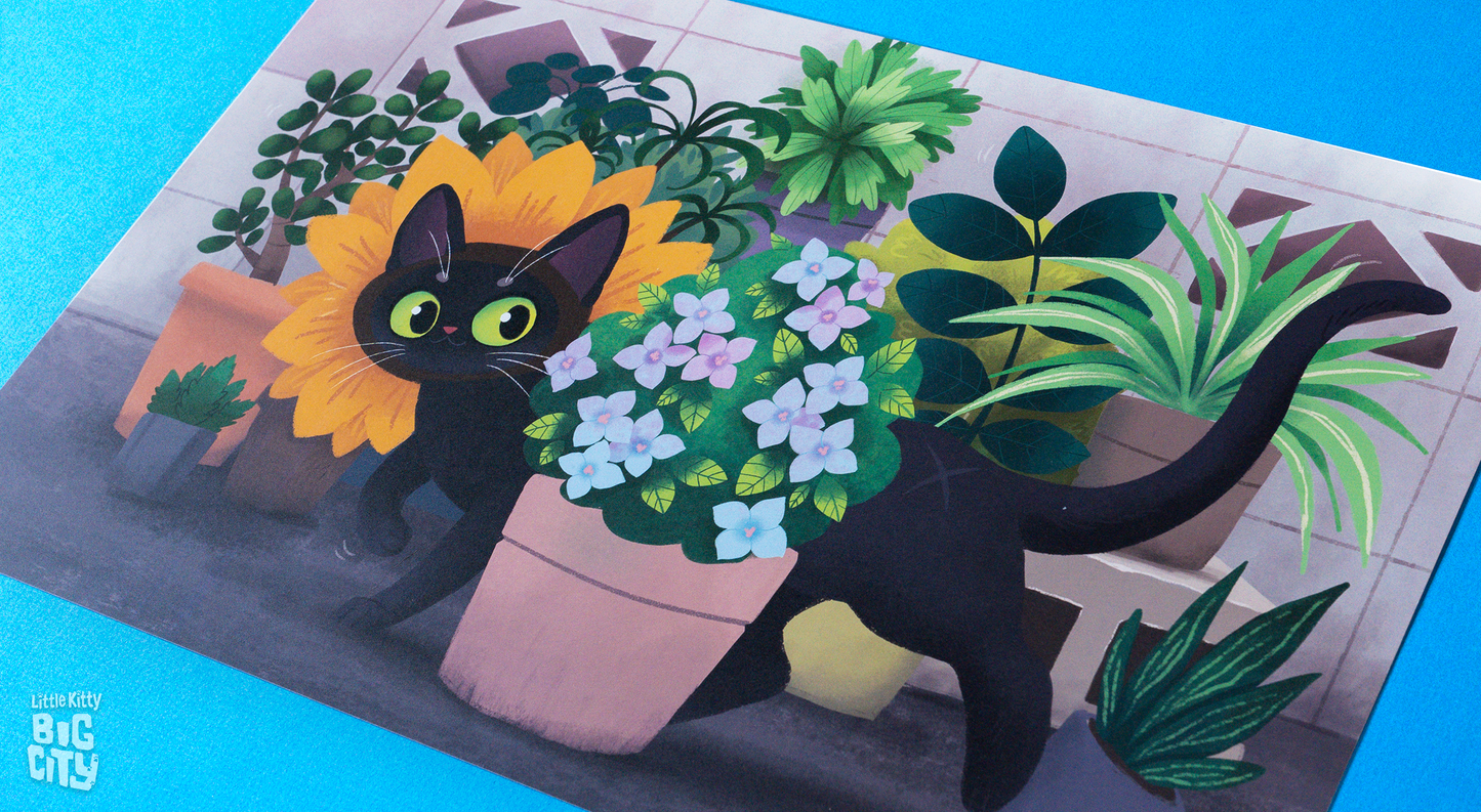 Purrfect Bouquet Lithograph Print