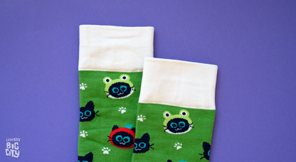 Socks - Kitty Hats - Lime