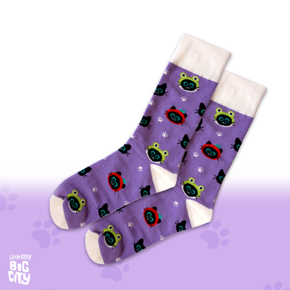 Socks - Kitty Hats-Purple