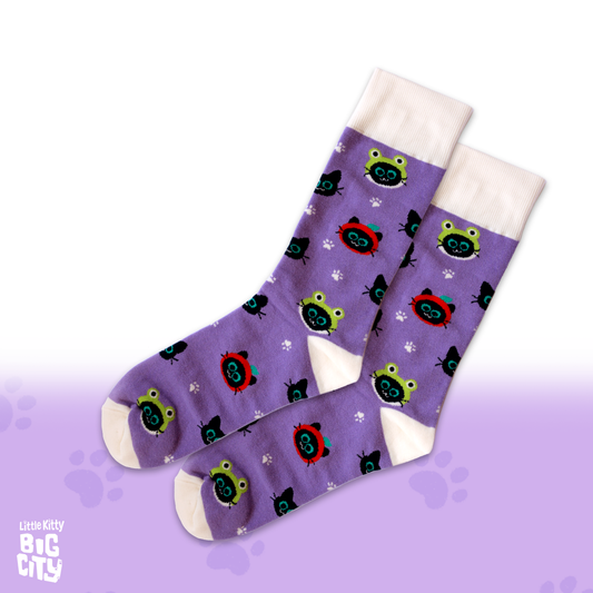 Socks - Kitty Hats-Purple
