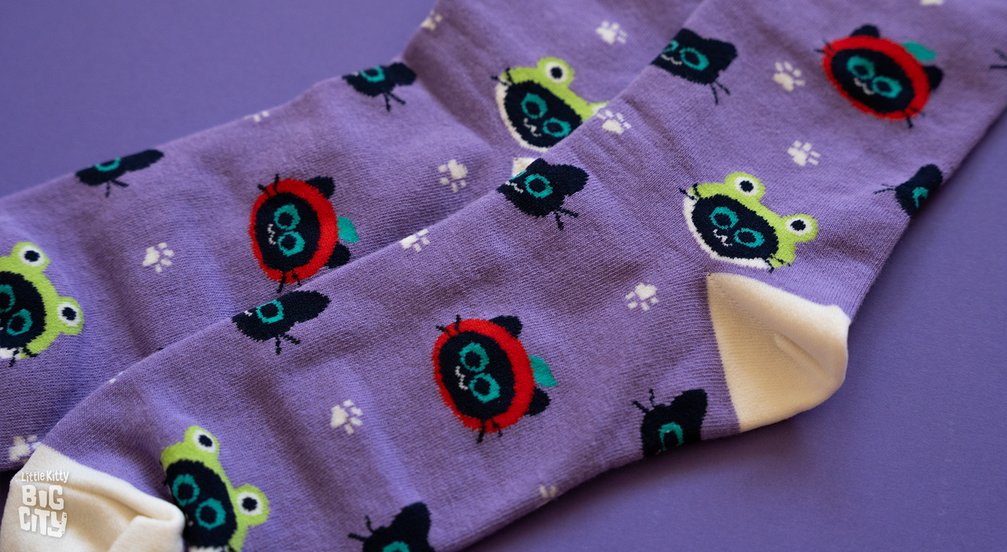 Socks - Kitty Hats-Purple
