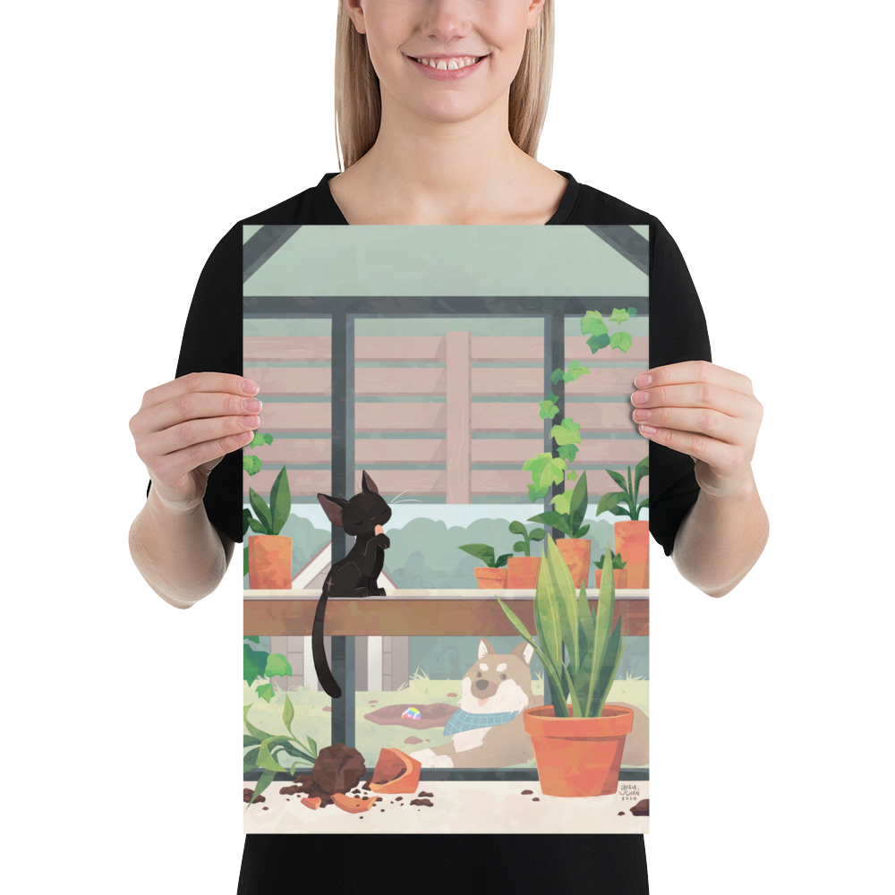 "Mischief in the Greenhouse" print by Grey Chen