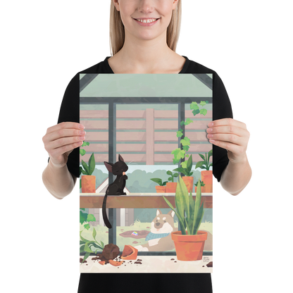 "Mischief in the Greenhouse" print by Grey Chen