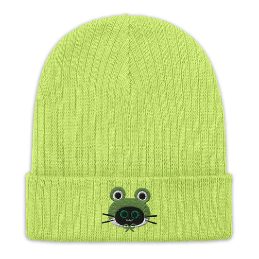 Frog Hat Ribbed knit beanie